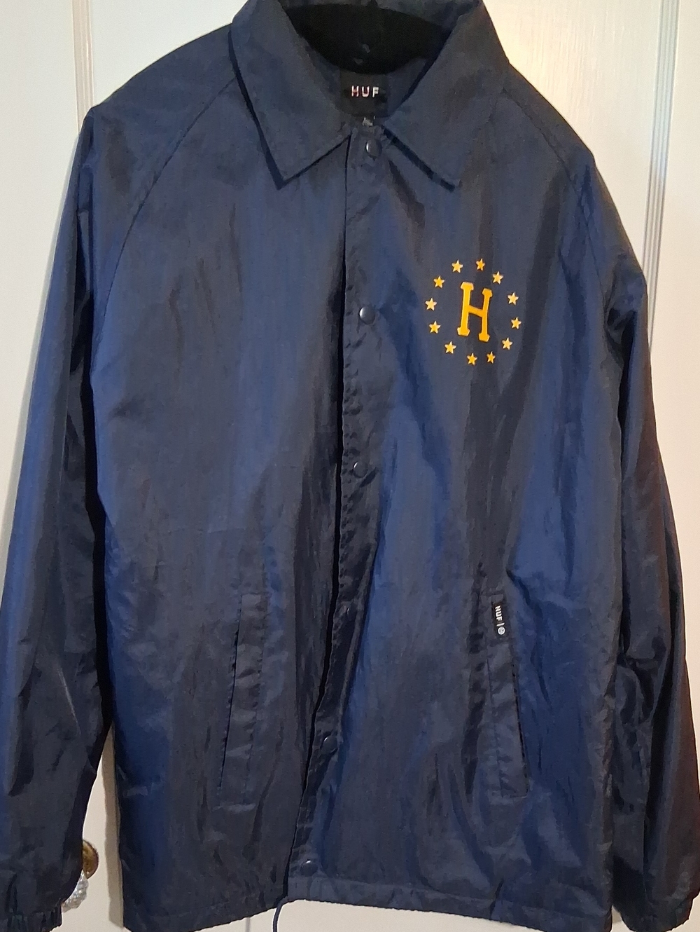 HUF Navy Windbreaker with Gold 'H' Crest